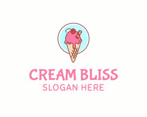 Cherry Ice Cream Cone logo design