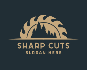 Wood Cutter Saw logo design