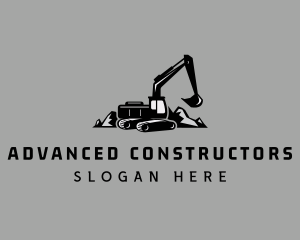 Black Excavator Construction logo design