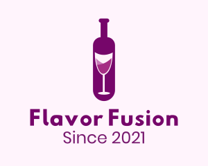 Purple Liquor Bottle Glass logo design