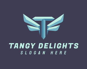 Metallic Wing Letter T logo design