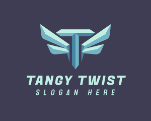 Metallic Wing Letter T logo design