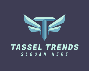 Metallic Wing Letter T logo design