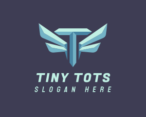 Metallic Wing Letter T logo design