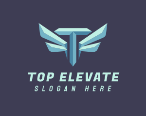 Metallic Wing Letter T logo design