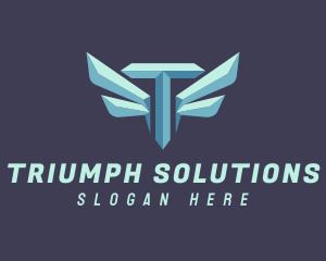 Metallic Wing Letter T logo design