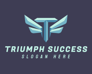 Metallic Wing Letter T logo design