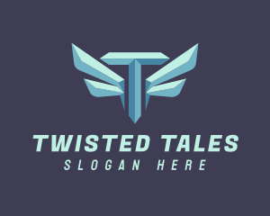 Metallic Wing Letter T logo design