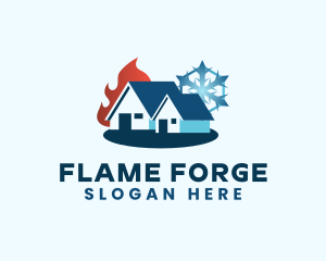 House Snowflake Flame logo design