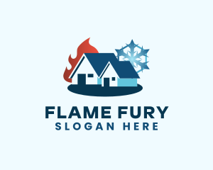 House Snowflake Flame logo design