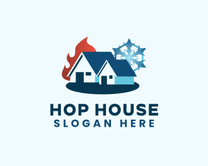 House Snowflake Flame logo design