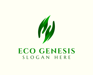 Eco Hand Leaves logo design