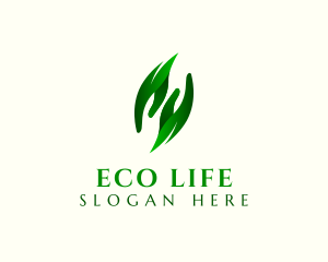 Eco Hand Leaves logo design