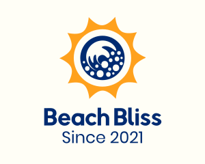 Sun Beach Waves  logo design