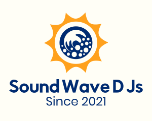 Sun Beach Waves  logo design