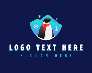 Snow Penguin Animal logo design