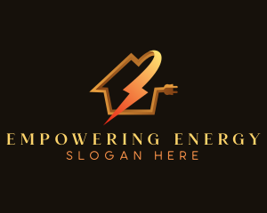 Plug Lightning Bolt House logo design