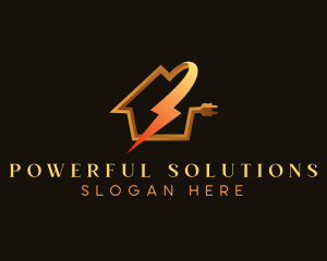 Plug Lightning Bolt House logo design