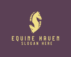 Equine Horse Knight Chess logo design