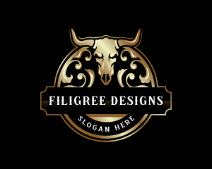 Luxury Skull Bison logo design