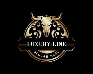 Luxury Skull Bison logo design