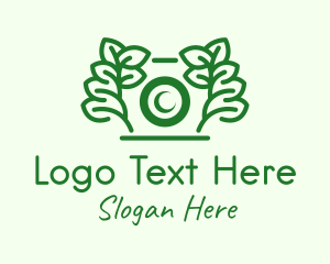 Green Camera Leaf  logo design