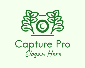 Green Camera Leaf  logo design