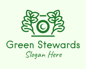 Green Camera Leaf  logo design