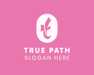 Pink Feminine Letter T logo design