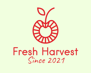 Minimalist Red Cherry  logo design