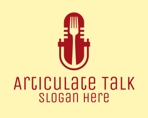 Fork Microphone Talk Show  logo design