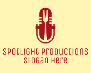 Fork Microphone Talk Show  logo design