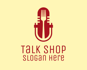 Fork Microphone Talk Show  logo design