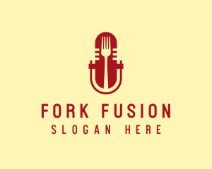 Fork Microphone Talk Show  logo design