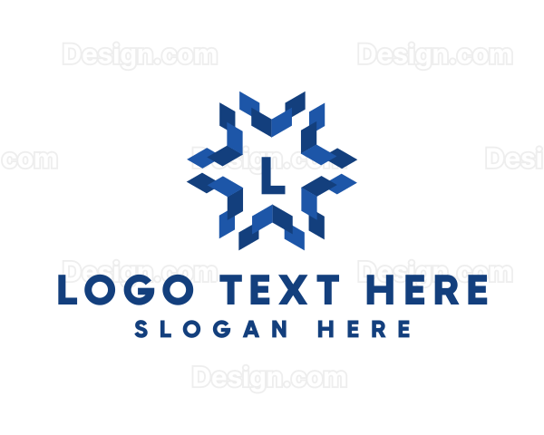 Geometric Snowflake Technology Logo