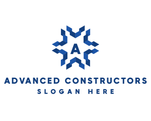 Geometric Snowflake Technology logo design