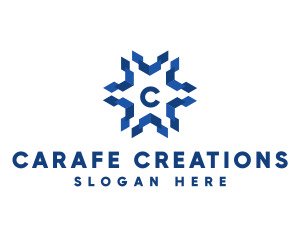 Geometric Snowflake Technology logo design