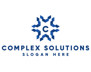 Geometric Snowflake Technology logo design