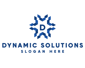 Geometric Snowflake Technology logo design