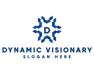 Geometric Snowflake Technology logo design