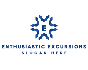 Geometric Snowflake Technology logo design