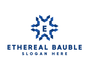 Geometric Snowflake Technology logo design