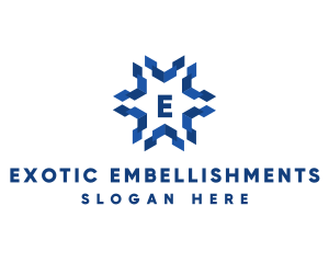 Geometric Snowflake Technology logo design