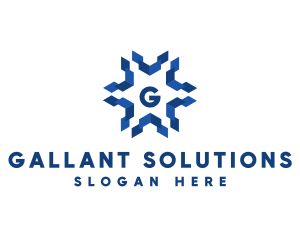 Geometric Snowflake Technology logo design