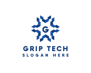 Geometric Snowflake Technology logo design