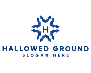 Geometric Snowflake Technology logo design