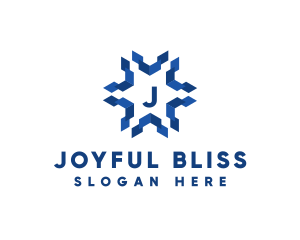 Geometric Snowflake Technology logo design