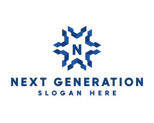 Geometric Snowflake Technology logo design