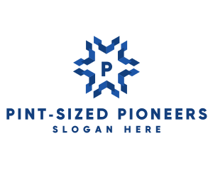 Geometric Snowflake Technology logo design