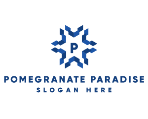 Geometric Snowflake Technology logo design